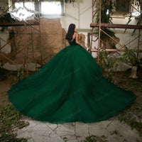 Original Sweet 16 Dark Green Princess Quinceanera Dresses Tulle Formal Pageant Ball Gown For Girls 15 Years Vestidos De Anos robe