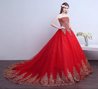 Original 2022 New Ball Gown Lace Tulle Red Wedding Dress with tail Chinese Pattern Style Cheap China Embroidery Bridal Gown