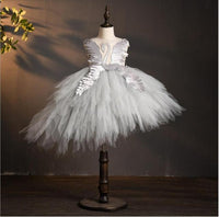 Original Children Ball Gown First Holy Communion Dress Swan Crystal Tulle Pageant Dress for Birthday Party Dress Beads Flower Girl Dress