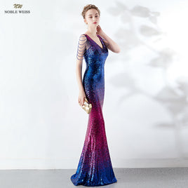 Original Prom Dresses V-Neck Prom Dress Sexy Sequin Vestidos De Gala Zipper Back Mermaid Floor Length Prom Gown