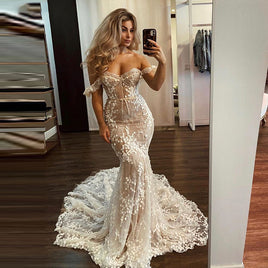 Original Luxury Wedding Dress Elegant Multi-layer Lotus Leaf Yarn V-neck Beading Wedding Gowns Crystal Lace Up White Vestido De Noiva